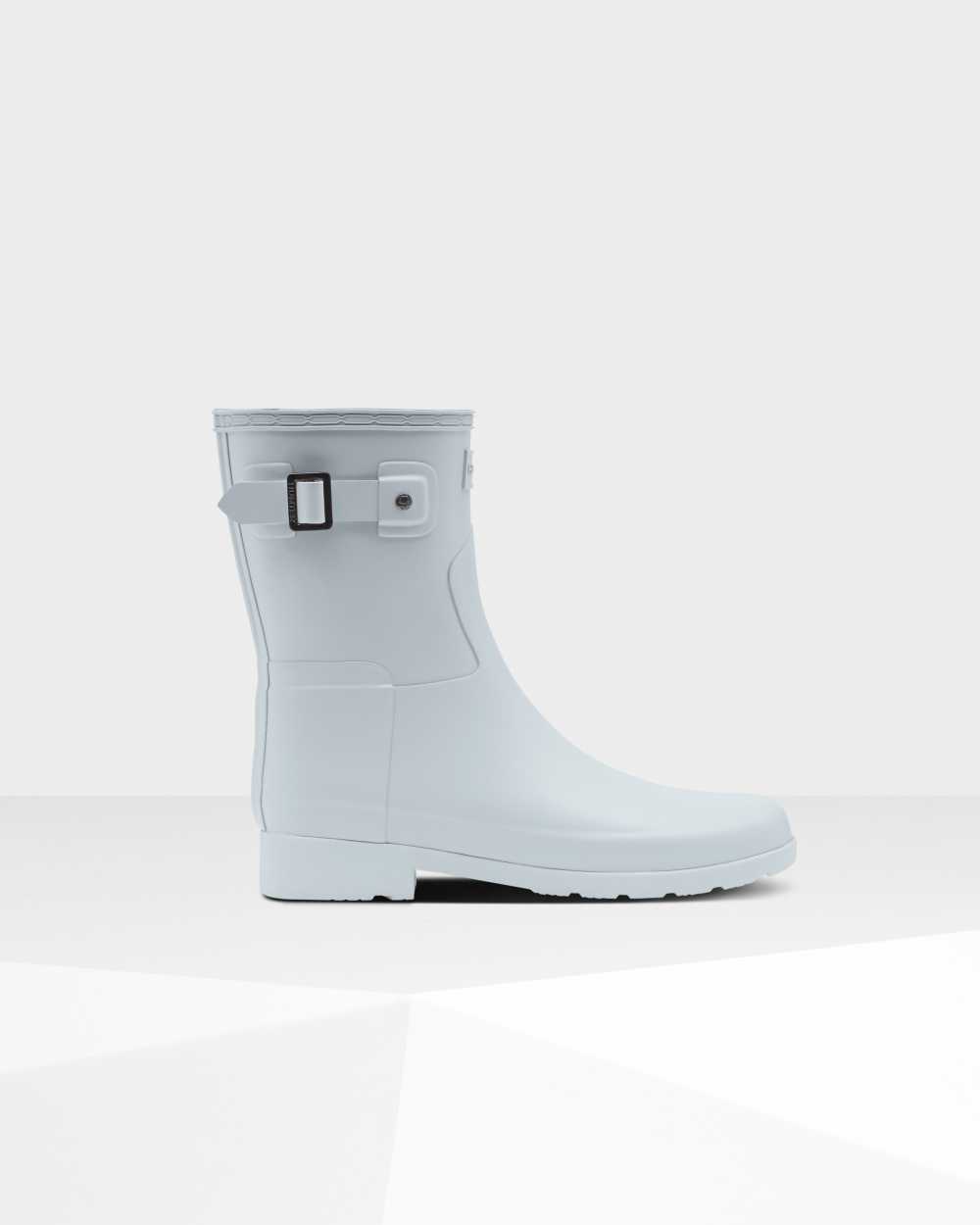 Womens Hunter Refined Slim Fit Short Mid-Calf Rain Boots Light Grey | OHWLUM-684